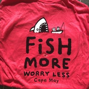 NWT. Big Hed Designs, Cape May tee shirt. Size Medium, women’s coral.